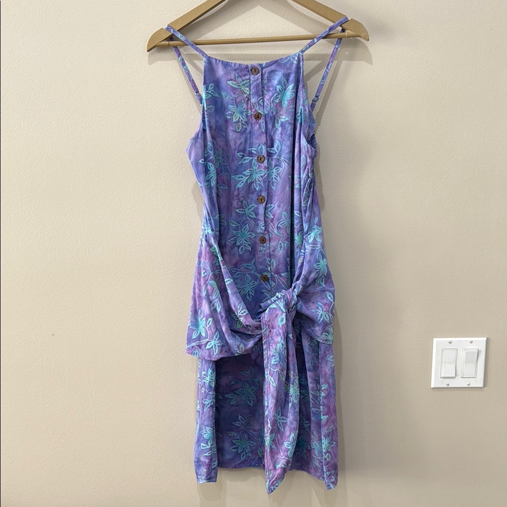 Go Fish Floral Purple and Blue Dress in size S tropical vacation costal
